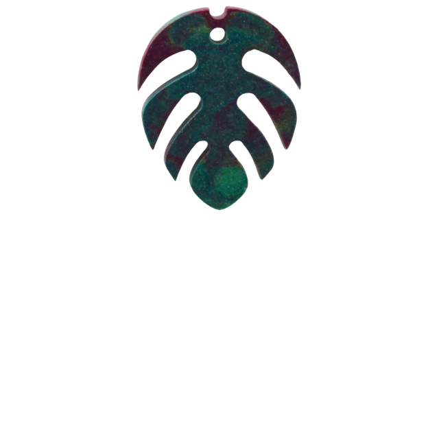 Breloque - Feuille de Monstera - 3 tailles - Résine marbrée