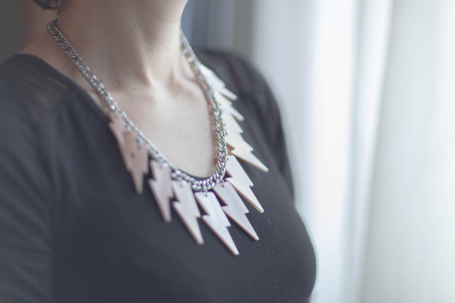 Electric feel - Lightning bolt laser-cut statement necklace.