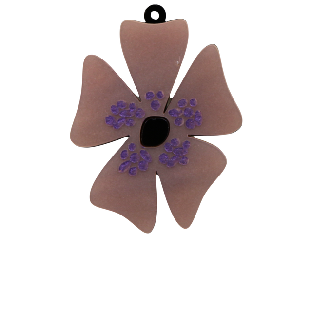 Mega breloque - Fleur - 4,8cm x 3,5cm - Acrylique & détails peints à la main