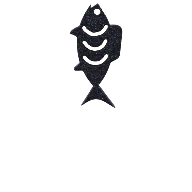 Breloque - Poisson - 3,5cm x 1,8cm - Résine glitter holographique