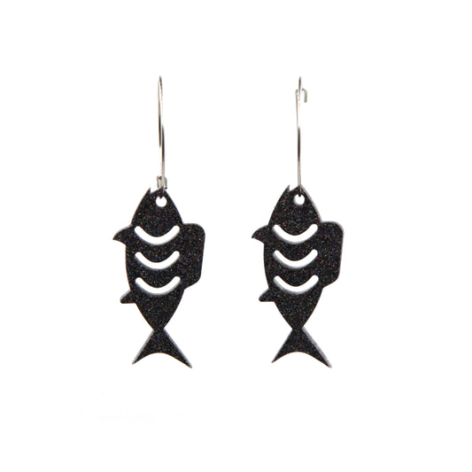 Stuck on you - Holo glitter resin fish hoop earrings