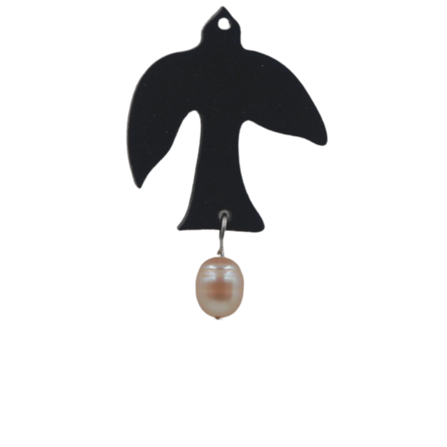 Mega breloque - Oiseau - 4,5cm x 3cm - Acrylique & perle d'eau douce